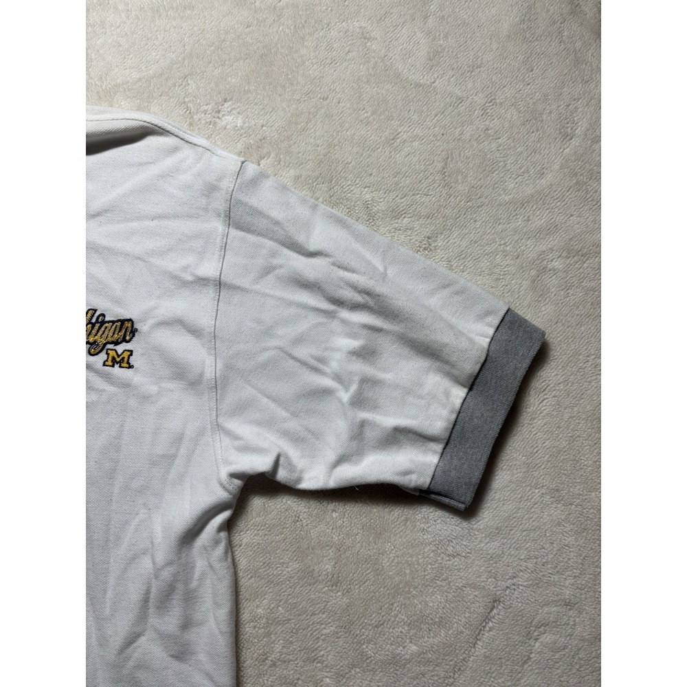 Michigan University Vintage Two Tone Striped Polo Shirt Size Large - Picture 3 of 10